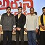 Chiranjeevi, Madhu B., Nikhil Siddharth, Lavanya Tripathi, and T. Santhosh at an event for Arjun Suravaram (2019)