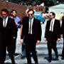 Steve Buscemi, Harvey Keitel, Quentin Tarantino, Michael Madsen, Tim Roth, Chris Penn, Edward Bunker, and Lawrence Tierney in Reservoir Dogs (1992)