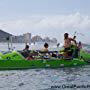 Matt Lasky rounding Diamond Head to touch land for the first time after rowing a boat for 58 days from Monterey, CA to Oahu, HI. Summer 