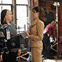 on the set of The Good Wife with Julianna Margulies