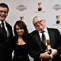Best Animated Television Production for Children winners Robert Schooley and Mark McCorkle with presenter Lacey Chabert