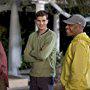(l to r) Bernie Mac, Ashton Kutcher and director Kevin Rodney Sullivan on the set of Columbia Pictures/Regency Enterprises