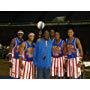 Nigel Miguel and The World Famous Harlem Globetrotters on the set of the Continental Airlines commercial.