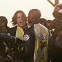 The Biker Boyz, including Flip (DION BASCO, front left), Philly (DANTE BASCO, left) and Stuntman (BRENDAN FEHR, center), congratulate their leader Kid (DEREK LUKE) on the race of his life.