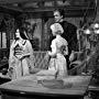 Yvonne De Carlo, Fred Gwynne, Al Lewis, and Beverley Owen in The Munsters (1964)