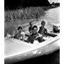 Tennessee Ernie Ford with his wife, Betty, and sons, Brion and Jeffery, at their ranch in Clear Lake, CA, 1957.