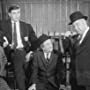 Moe Howard, Larry Fine, Joe DeRita, and Jay Sheffield in The Three Stooges Go Around the World in a Daze (1963)