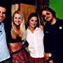 (L-R) Eli Roth, Janelle Perry, Stephanie Swift, and Giuseppe Andrews at the "Cabin Fever" DVD shoot.