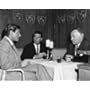 Efrem Zimbalist Jr., James Garner and James Bacon chat while waiting for a scene to be set up for "77 Sunset Strip"