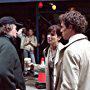 Director Marc Lawrence on the set with Sandra Bullock and Hugh Grant