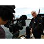 Director Trish Dolman filming Captain Paul Watson on the dock in Fremantle, Australia.