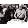 L to R Ray Harryhausen (Producer), Desmond Davis (Director), Jaxon Gwillm (Son of actor Jack Gwillim who played Poseidon), Sir Laurence Olivier (Zeus) and Harry Hamlin (Perseus) . Cast and crew celebrate Laurence Olivier