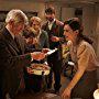 Tom Courtenay, Michiel Huisman, Penelope Wilton, Katherine Parkinson, Lily James, and Kit Connor in The Guernsey Literary and Potato Peel Pie Society (2018)