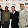 Anthony Mackie, Aaron Moorhead, Justin Benson, and Jamie Dornan at an event for Synchronic (2019)