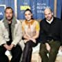 Jude Law, Sean Durkin, Oona Roche, and Charlie Shotwell at an event for The IMDb Studio at Sundance: The IMDb Studio at Acura Festival Village (2020)