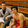 Director Alex Ranarivelo and actor George Kosturos on the set of American Wrestler: The Wizard.