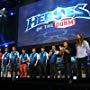 Heroes of the Dorm host Michele Morrow with winning team UC Berkeley, and Blizzard Entertainment