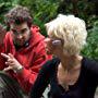 Director Joe Lynch with actress Kim Caldwell on the set of WRONG TURN 2