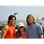 Luanne Rice, Wes Brown, and Chris Carmack on set of Beach Girls, Lifetime mini-series, 2005.