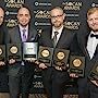 Graeme Cornies with his writing partners Brian Pickett, James Chapple and David Brian Kelly after receiving two 2017 SOCAN awards for Paw Patrol and Daniel Tiger