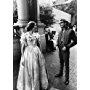 Corin Redgrave chatting with his sister, Vanessa, as they wait to shoot a scene for the movie "The Charge of the Light Brigade"