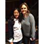 Haley Tju and Emily Deschanel on the set of Bones (2005)