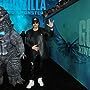 Portraying Godzilla At the premiere of Godzilla King of The Monsters with Gene Simmons on the black carpet.