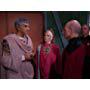 Patrick Stewart, Mark Lenard, and Joanna Miles in Star Trek: The Next Generation (1987)