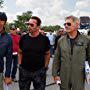 Patrick Hughes, Arnold Schwarzenegger and Harrison Ford on set of The Expendables 3.