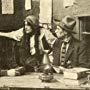 Fred Church, Victor Potel, and Reina Valdez in A Night on the Road (1914)