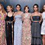 Suki Waterhouse, Bella Heathcote, Millie Brady, Ellie Bamber, Lily James and Hermione Corfield at event for Pride and Prejudice and Zombies 